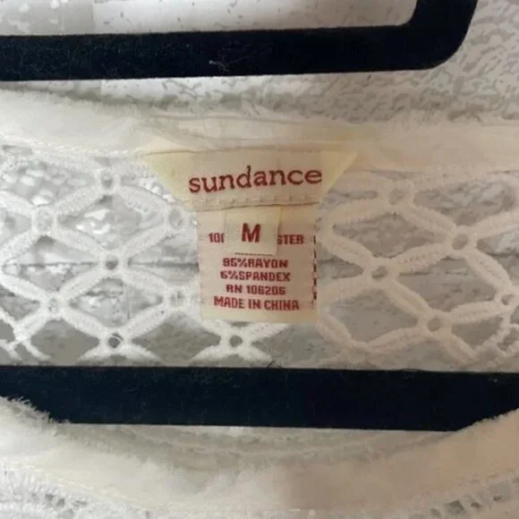 Sundance White Shadow Dance Open Crotchet Short Sleeve Top - Picture 6 of 10